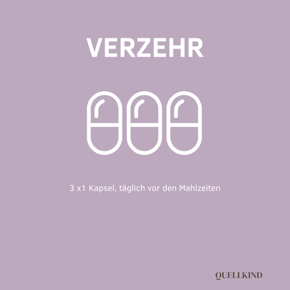 3 Kapseln täglich, ideal zu den Mahlzeiten
