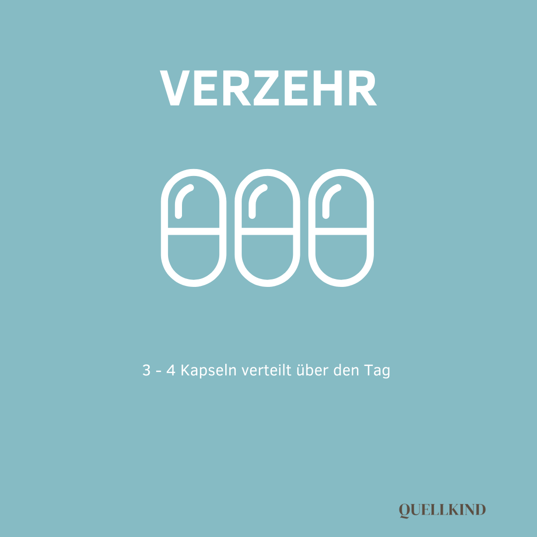 3–4 Kapseln täglich verteilt über den Tag einnehmen
