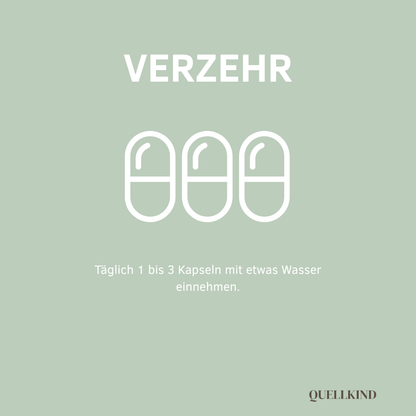 1–3 Kapseln täglich mit Wasser einnehmen