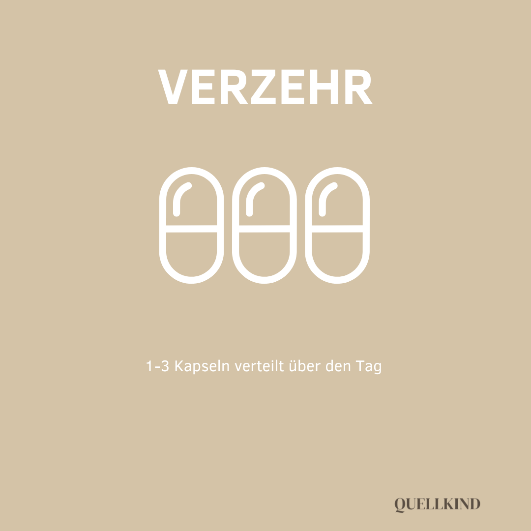1–3 Kapseln täglich mit Wasser einnehmen